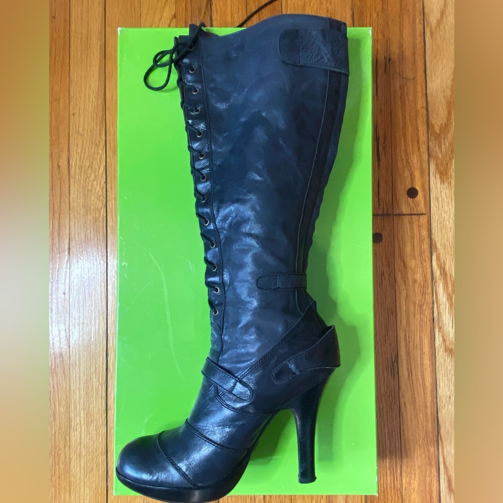 Sam Edelman Black Knee-High Lace-Up Women's Boots